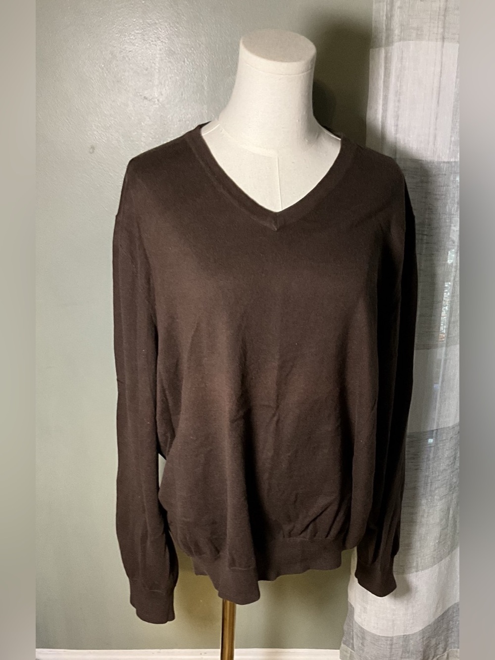 Article 365 Cotton Cashmere V-Neck Sweater Brown XL